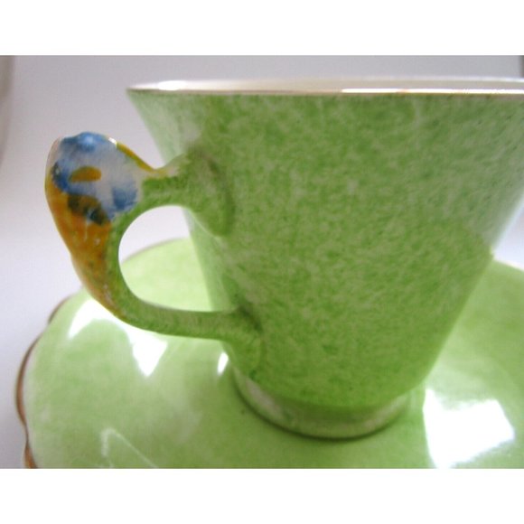 James Kent Longton England Green Cup & Saucer & Flower Handle #1156 VTG - *READ* - Picture 8 of 14
